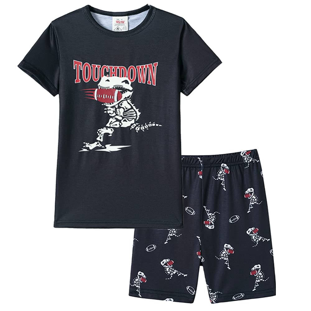 MyFav Big Boys Glow in Dark Skull Pjs Sleepwear Summer Pajama Shorts Sets, Skateboard, 14 Years