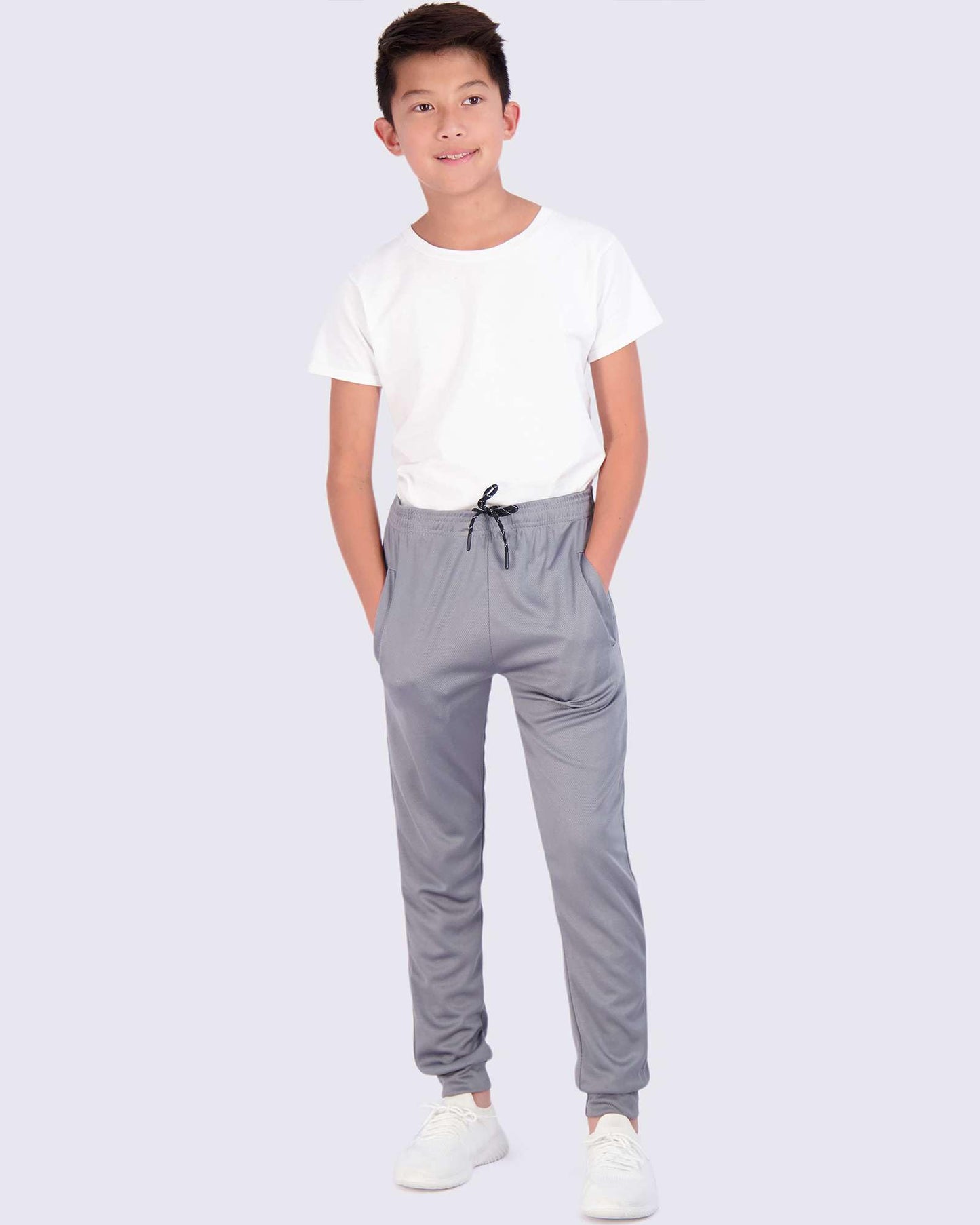 Real Essentials 3) Pack: Boy's Mesh Active Athletic Casual Jogger Sweatpants with Pockets .
