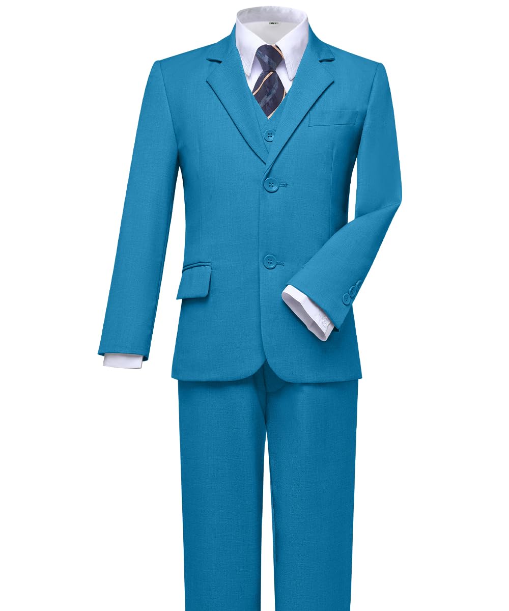 Visaccy Suit for Boys 5 Pieces Kids Tuxedo Boy Suits Slim Fit Suits Outfit for Wedding Navy Blue Size 20