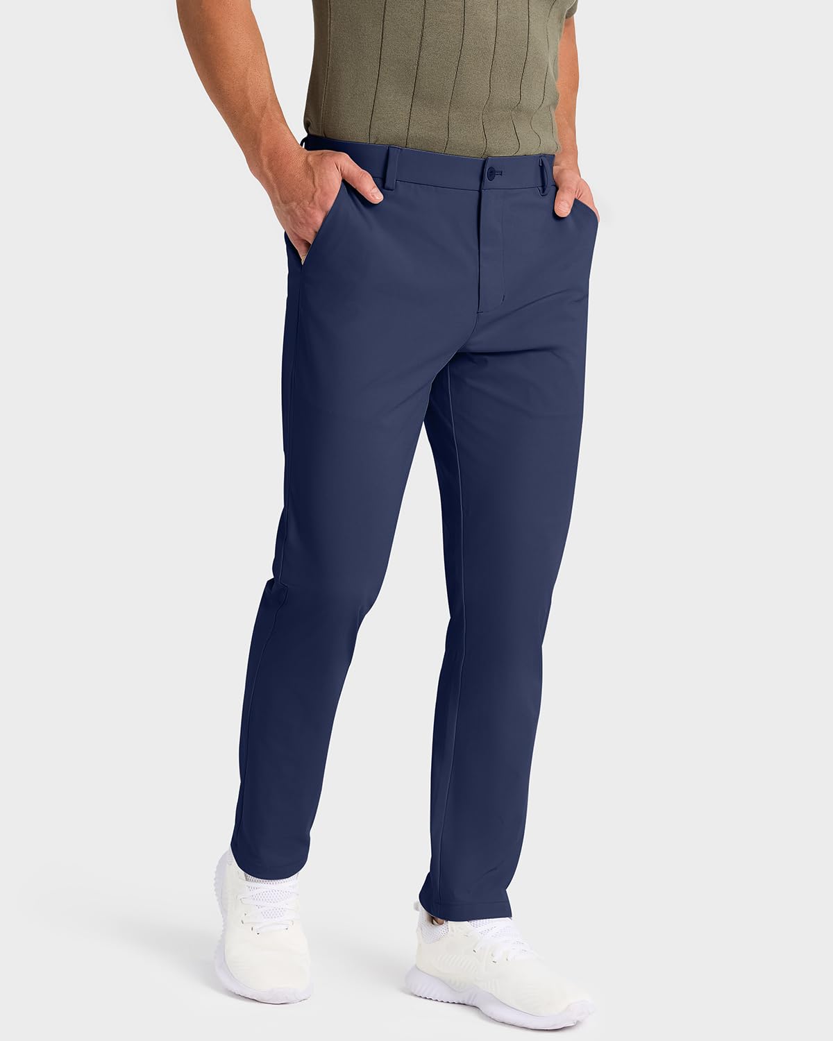 SNOWTEN Mens Golf Pants Classic Fit Stretch Work Dress Pants 30" Quick Dry Lightweight Casual Comfy Pants with Pockets Black 35w × 30L