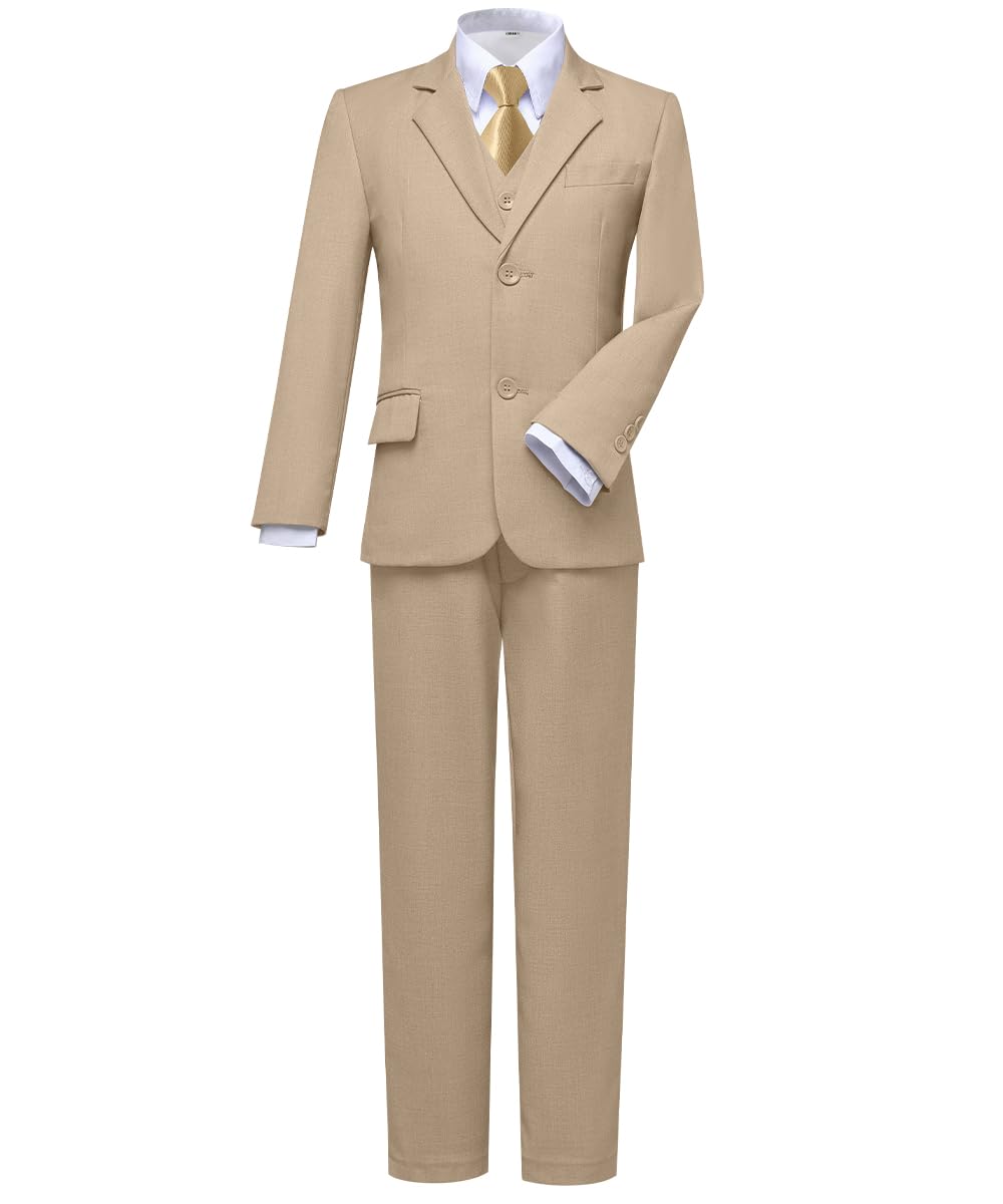 Visaccy Suit for Boys 5 Pieces Kids Tuxedo Boy Suits Slim Fit Suits Outfit for Wedding Navy Blue Size 20