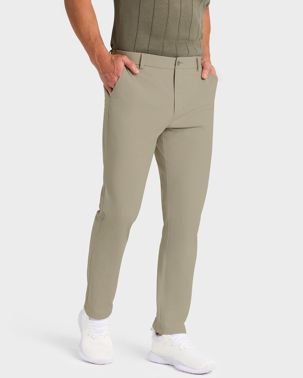 SNOWTEN Mens Golf Pants Classic Fit Stretch Work Dress Pants 30" Quick Dry Lightweight Casual Comfy Pants with Pockets Black 35w × 30L