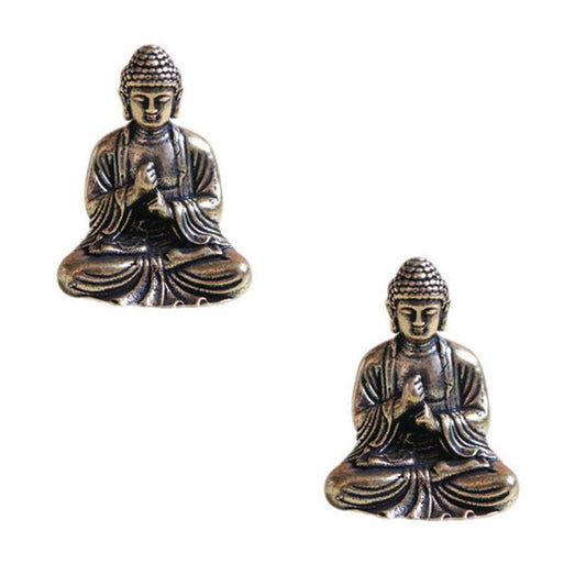 SaiDian 2 Pcs Mini Statue Brass Sakyamuni Buddha Ornaments