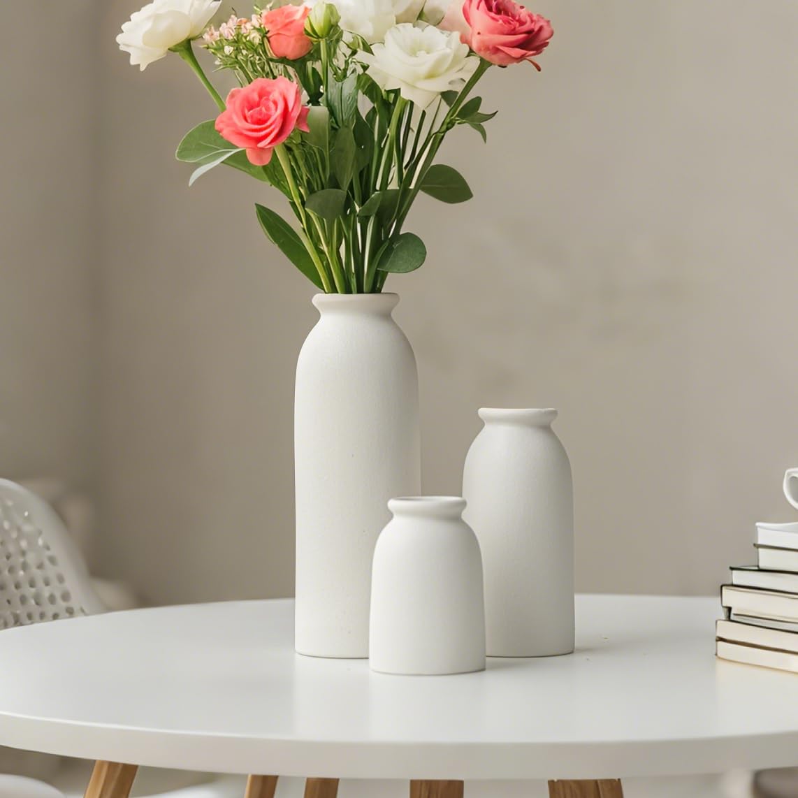 Ceramic Vase Set-3, Small Flower Vases for Decor