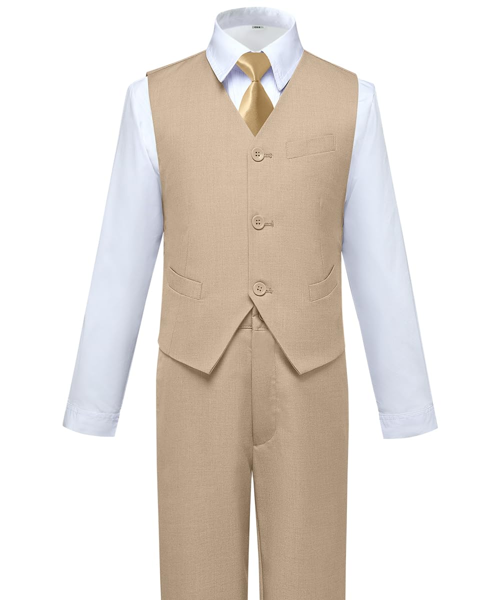 Visaccy Suit for Boys 5 Pieces Kids Tuxedo Boy Suits Slim Fit Suits Outfit for Wedding Navy Blue Size 20