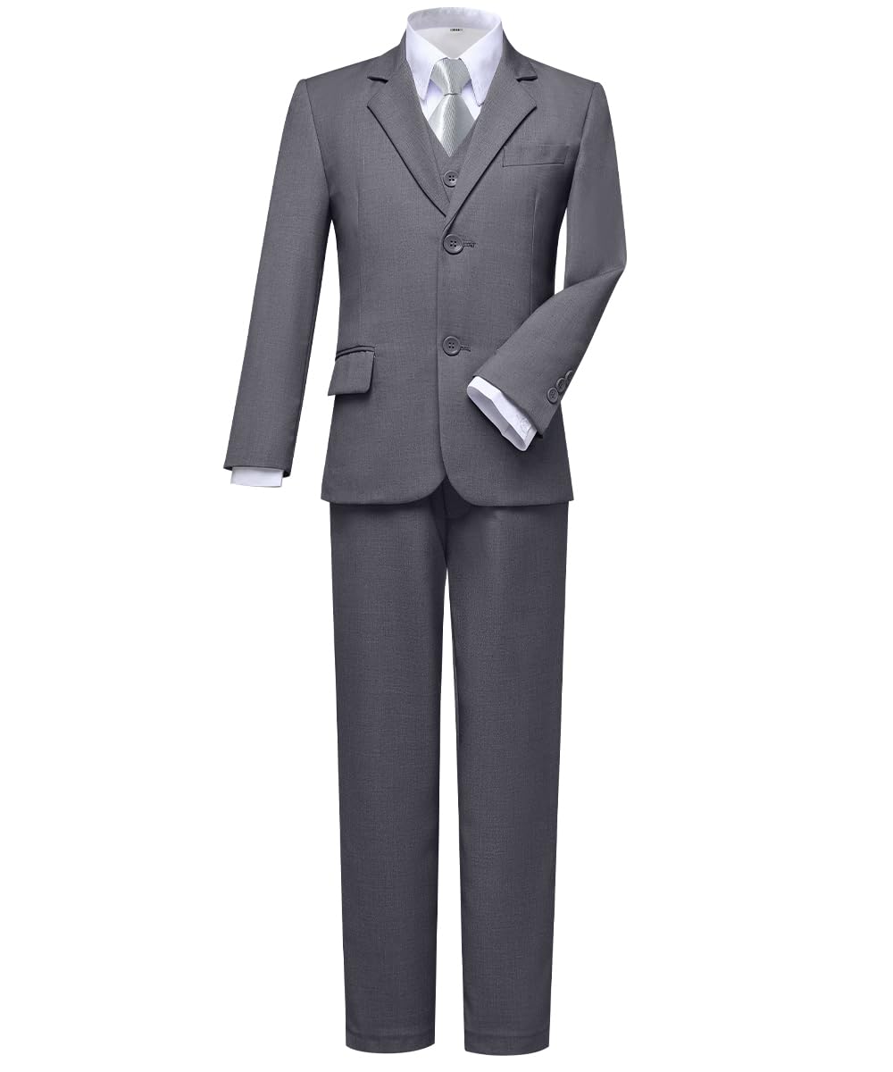 Visaccy Suit for Boys 5 Pieces Kids Tuxedo Boy Suits Slim Fit Suits Outfit for Wedding Navy Blue Size 20