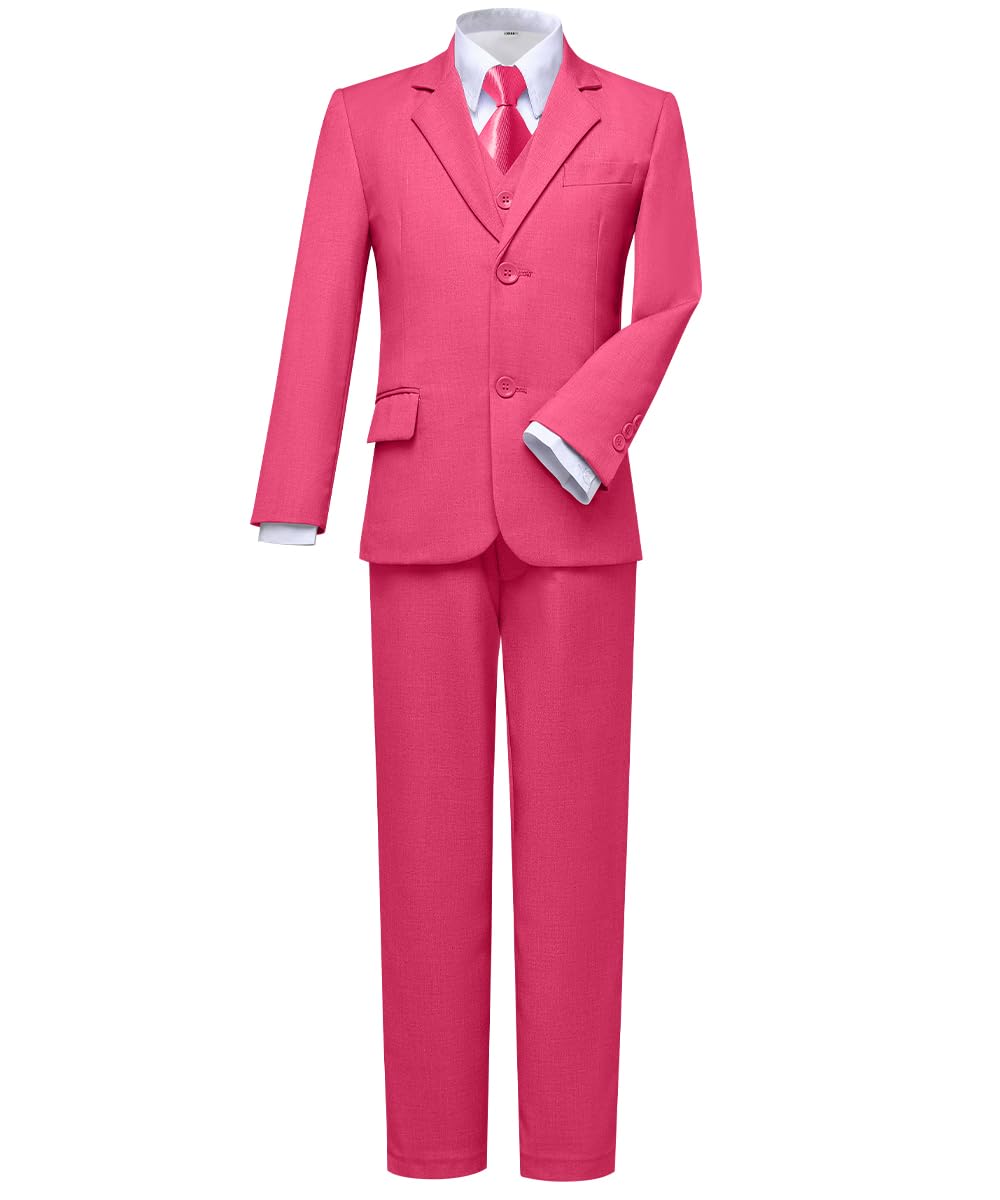 Visaccy Suit for Boys 5 Pieces Kids Tuxedo Boy Suits Slim Fit Suits Outfit for Wedding Navy Blue Size 20