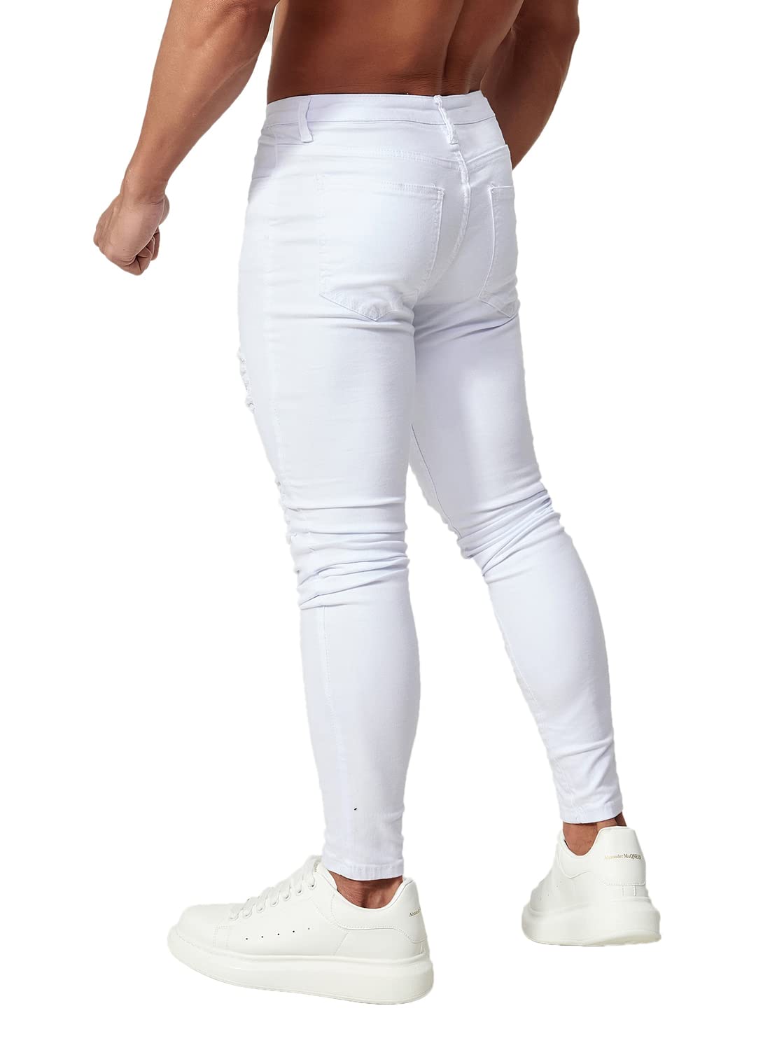 HUNGSON Men's Ripped Skinny Jeans Stretchy Slim Fit Jeans Pants for Men