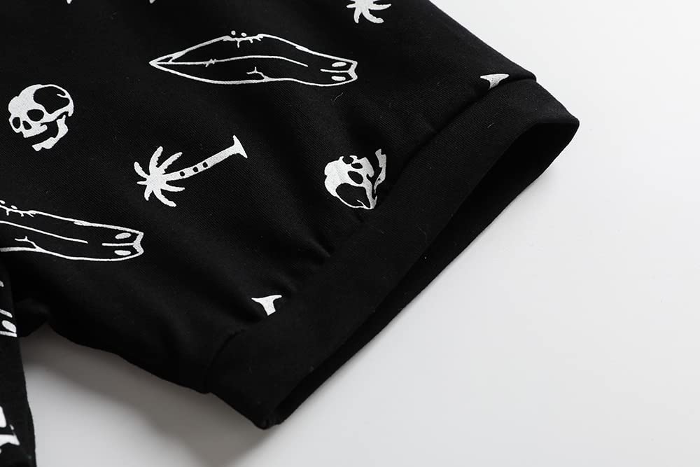 MyFav Big Boys Glow in Dark Skull Pjs Sleepwear Summer Pajama Shorts Sets, Skateboard, 14 Years