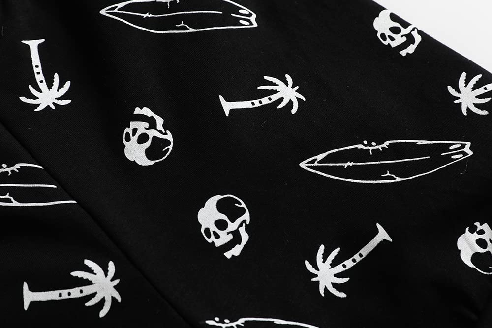 MyFav Big Boys Glow in Dark Skull Pjs Sleepwear Summer Pajama Shorts Sets, Skateboard, 14 Years