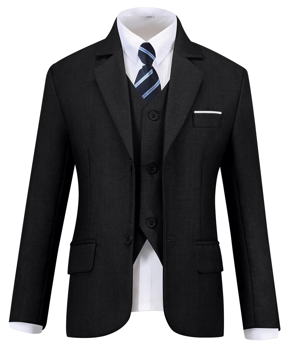 Visaccy Suit for Boys 5 Pieces Kids Tuxedo Boy Suits Slim Fit Suits Outfit for Wedding Navy Blue Size 20