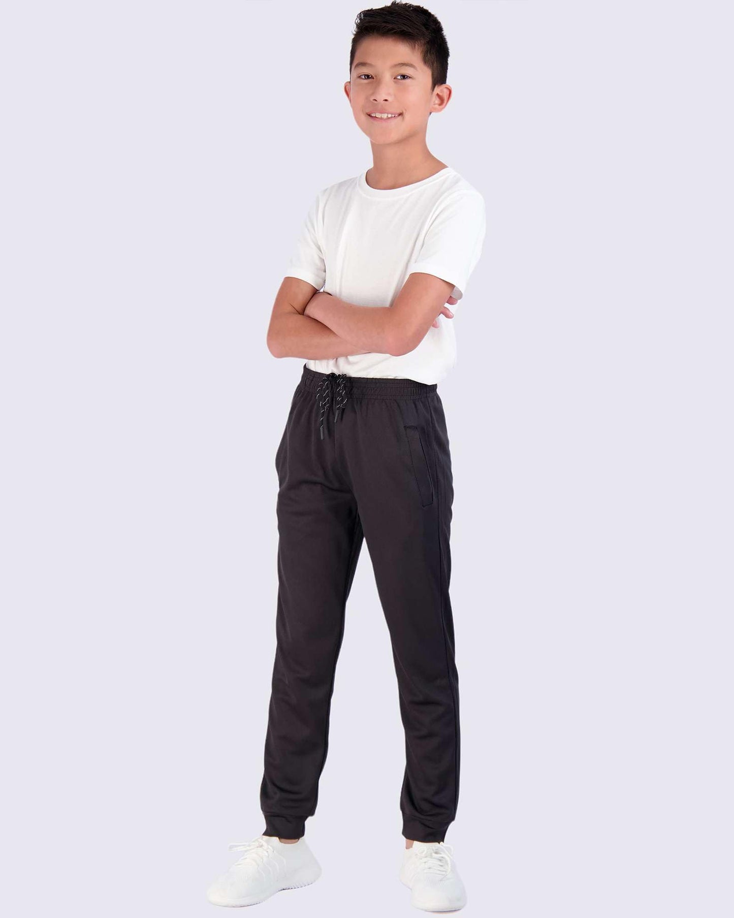 Real Essentials 3 Pack: Boy's Mesh Active Athletic Casual Jogger Sweatpants with Pockets .