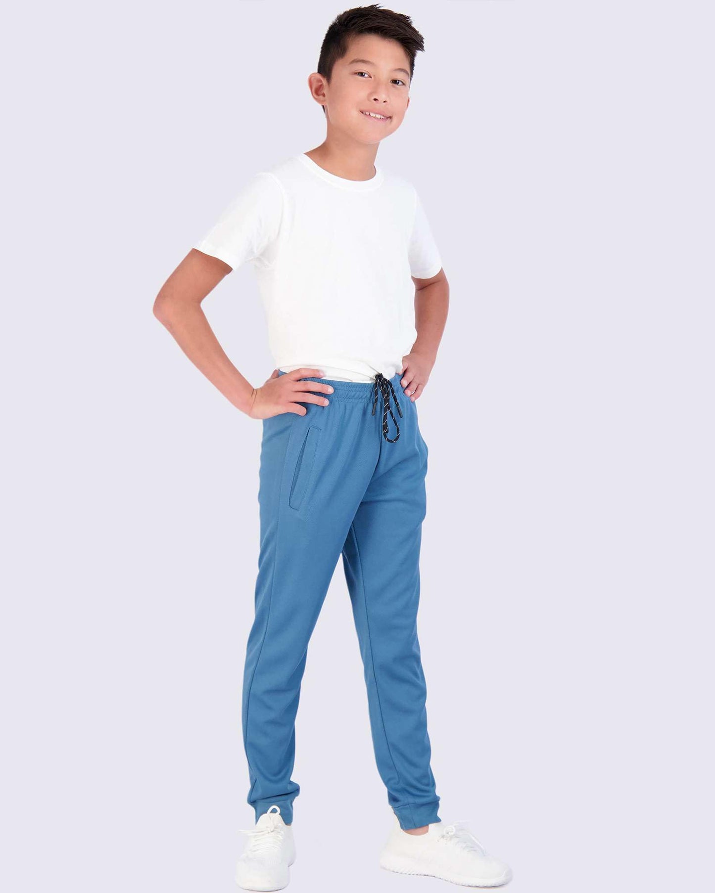 Real Essentials 3) Pack: Boy's Mesh Active Athletic Casual Jogger Sweatpants with Pockets .