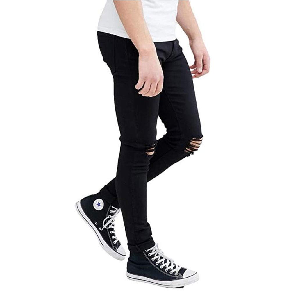 HUNGSON Men's Ripped Skinny Jeans Stretchy Slim Fit Jeans Pants for Men