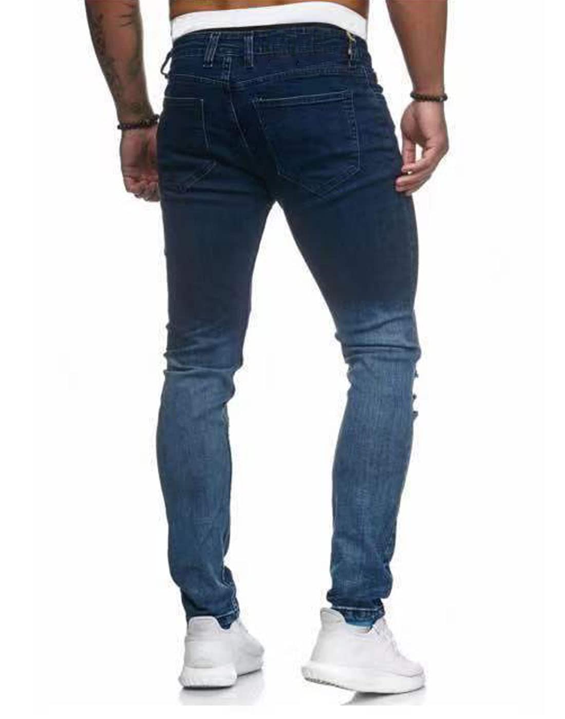 HUNGSON Men's Ripped Skinny Jeans Stretchy Slim Fit Jeans Pants for Men