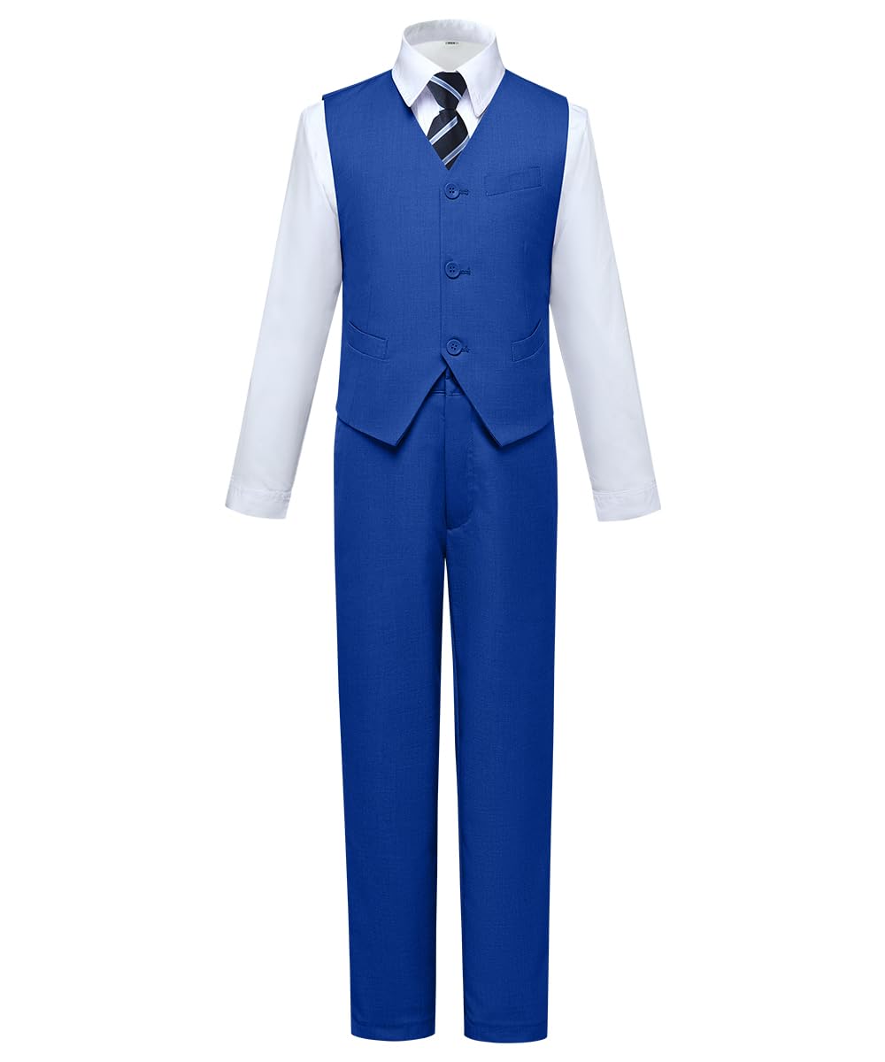 Visaccy Suit for Boys 5 Pieces Kids Tuxedo Boy Suits Slim Fit Suits Outfit for Wedding Navy Blue Size 20