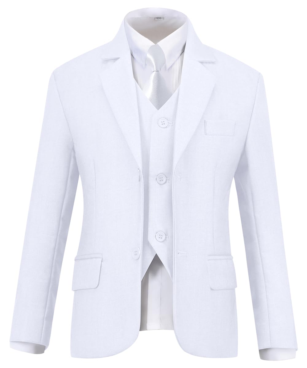 Visaccy Suit for Boys 5 Pieces Kids Tuxedo Boy Suits Slim Fit Suits Outfit for Wedding Navy Blue Size 20