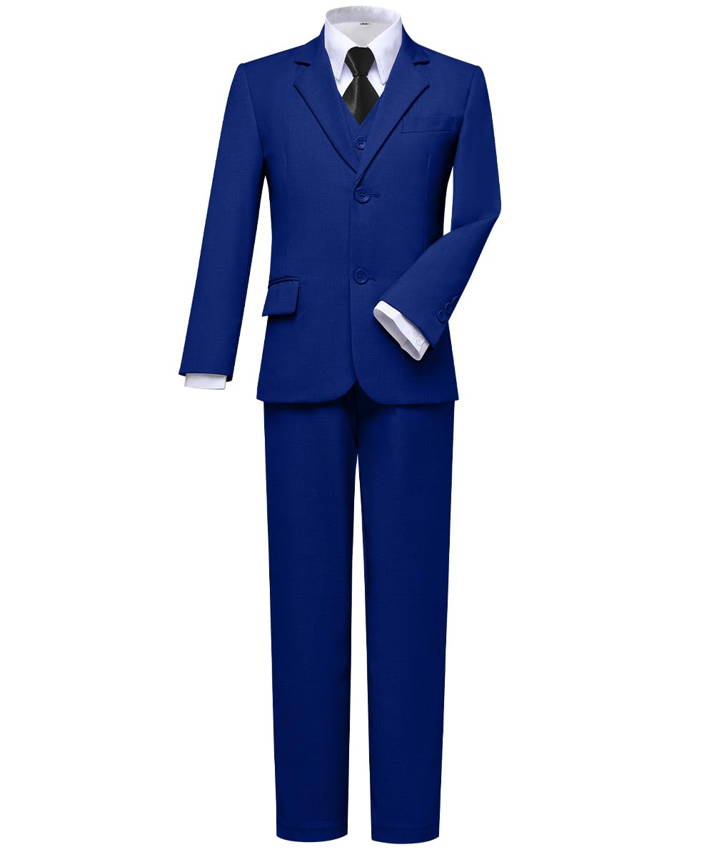 Visaccy Suit for Boys 5 Pieces Kids Tuxedo Boy Suits Slim Fit Suits Outfit for Wedding Navy Blue Size 20