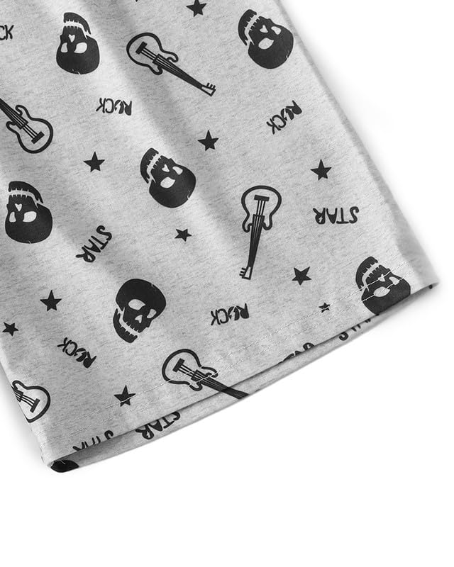MyFav Big Boys Glow in Dark Skull Pjs Sleepwear Summer Pajama Shorts Sets, Skateboard, 14 Years