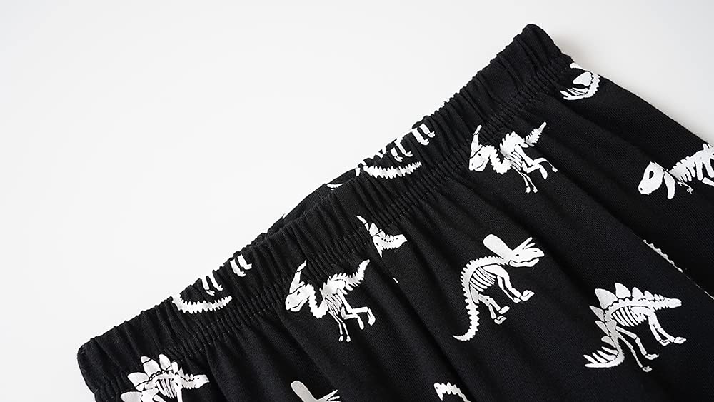 MyFav Big Boys Glow in Dark Skull Pjs Sleepwear Summer Pajama Shorts Sets, Skateboard, 14 Years