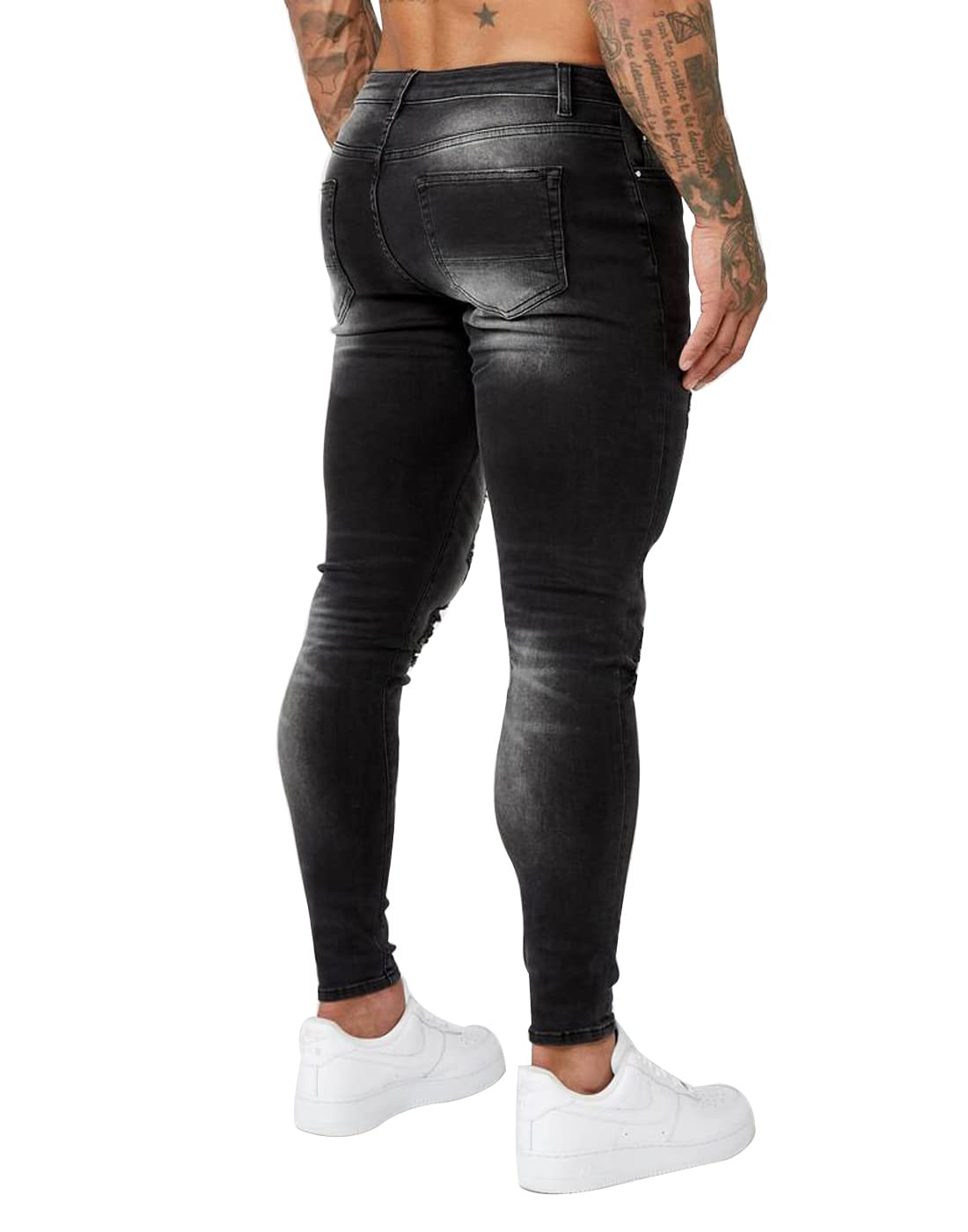 HUNGSON Men's Ripped Skinny Jeans Stretchy Slim Fit Jeans Pants for Men