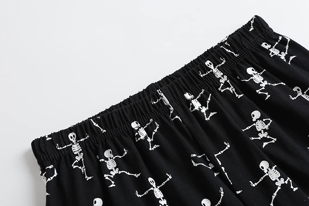 MyFav Big Boys Glow in Dark Skull Pjs Sleepwear Summer Pajama Shorts Sets, Skateboard, 14 Years