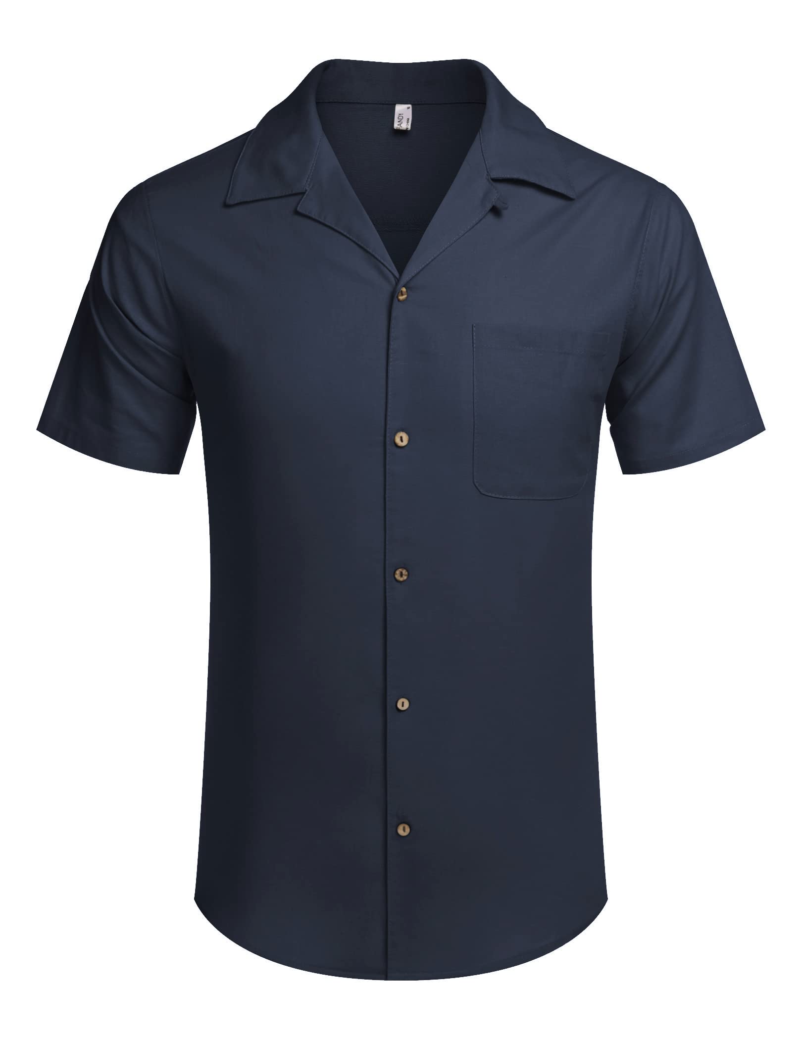 COOFANDY Men's Linen Short Sleeve Shirts Button Down Casual Summer Shirts Front Pocket