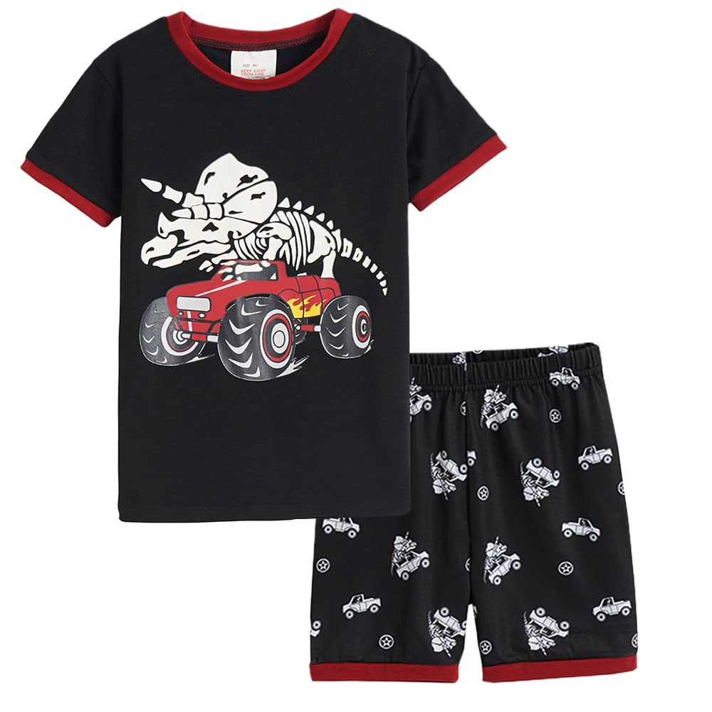 MyFav Big Boys Glow in Dark Skull Pjs Sleepwear Summer Pajama Shorts Sets, Skateboard, 14 Years