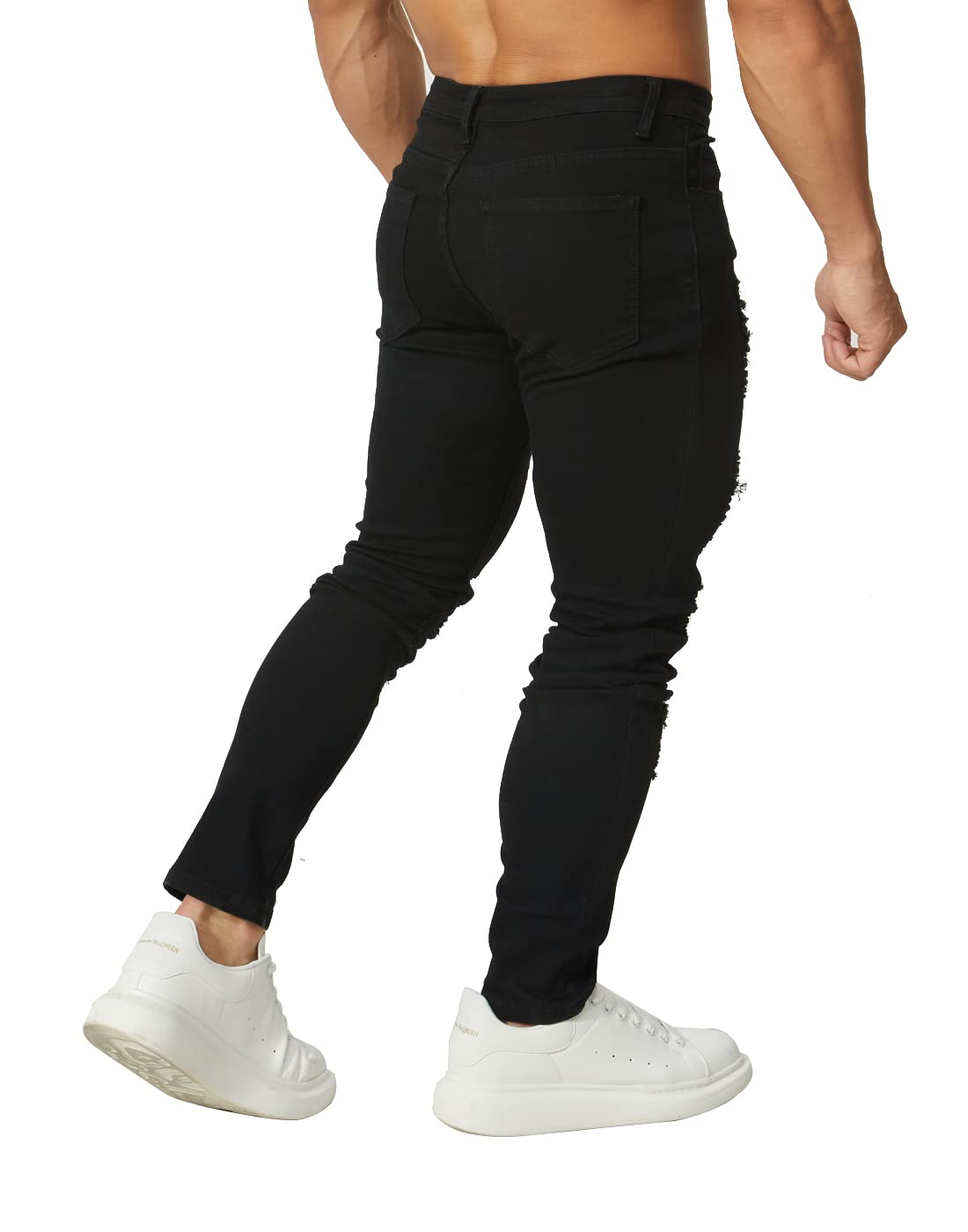 HUNGSON Men's Ripped Skinny Jeans Stretchy Slim Fit Jeans Pants for Men