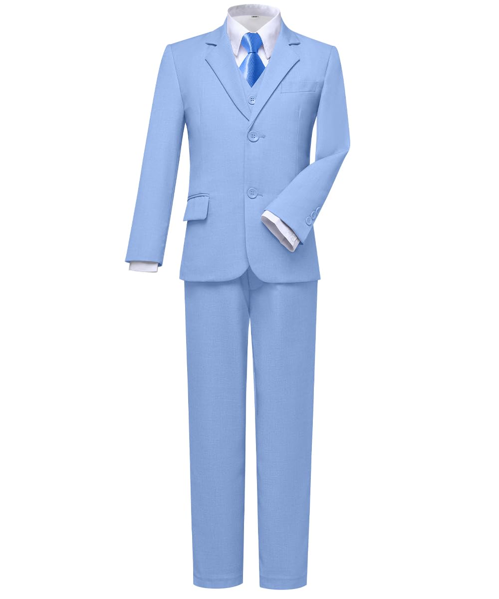 Visaccy Suit for Boys 5 Pieces Kids Tuxedo Boy Suits Slim Fit Suits Outfit for Wedding Navy Blue Size 20