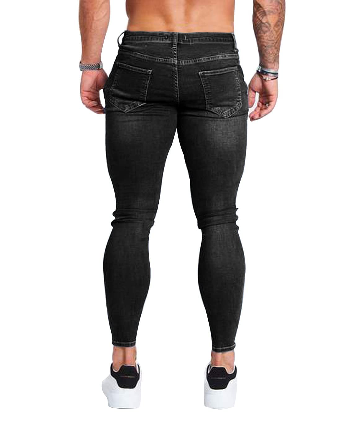 HUNGSON Men's Ripped Skinny Jeans Stretchy Slim Fit Jeans Pants for Men