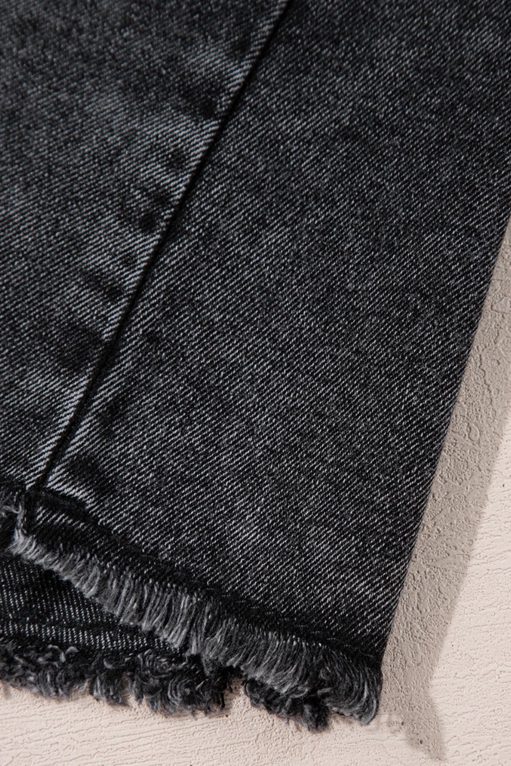 Short Sleeve Flap Pocket Button Up Raw Hem Denim Shirt