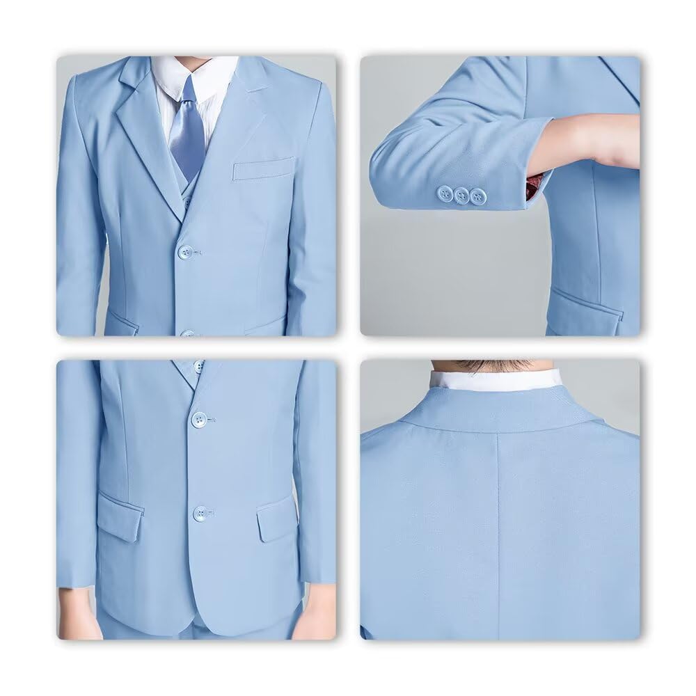 Boys' Suits Size 2T Kids Black Suit Slim Fit 6 Piece Formal Suit Set Teen Toddler Ring Bearer Outfit for Wedding