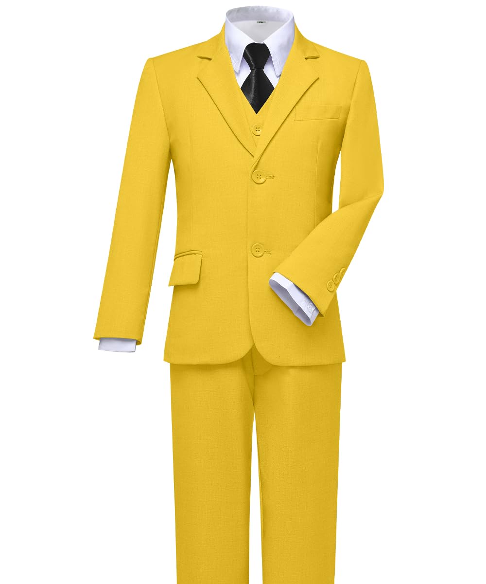 Visaccy Suit for Boys 5 Pieces Kids Tuxedo Boy Suits Slim Fit Suits Outfit for Wedding Navy Blue Size 20