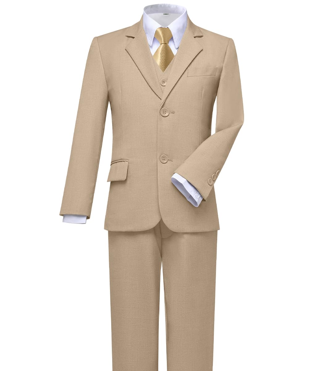 Visaccy Suit for Boys 5 Pieces Kids Tuxedo Boy Suits Slim Fit Suits Outfit for Wedding Navy Blue Size 20