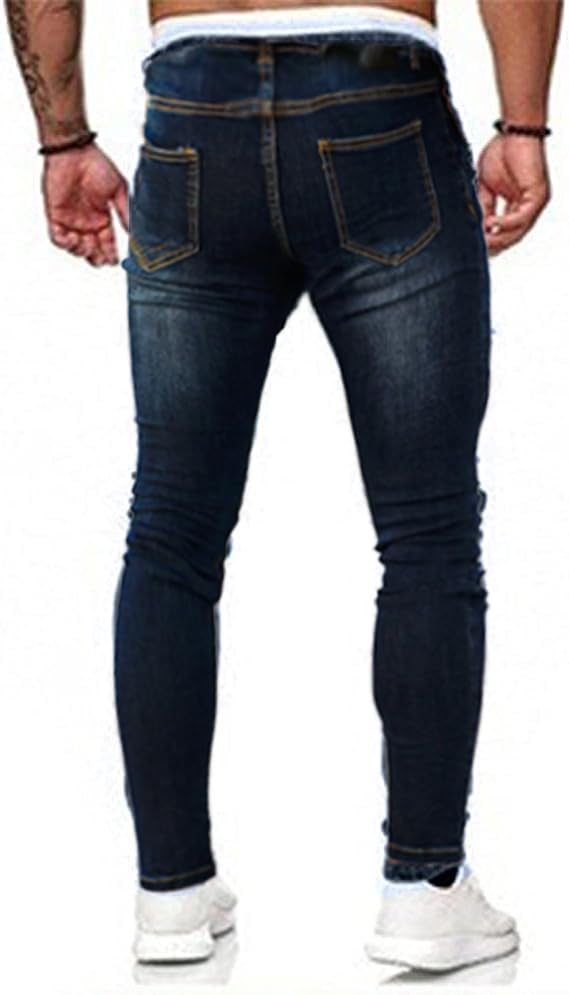 HUNGSON Men's Ripped Skinny Jeans Stretchy Slim Fit Jeans Pants for Men