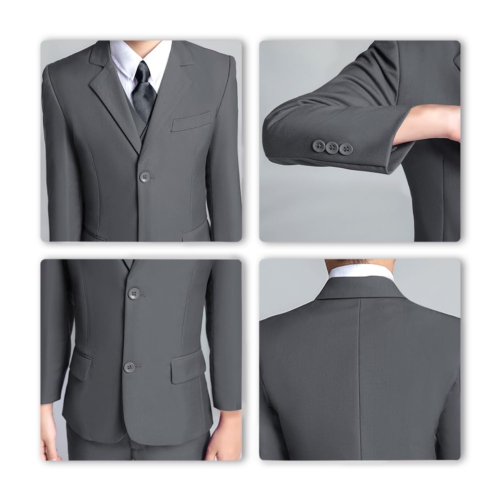 Boys' Suits Size 2T Kids Black Suit Slim Fit 6 Piece Formal Suit Set Teen Toddler Ring Bearer Outfit for Wedding