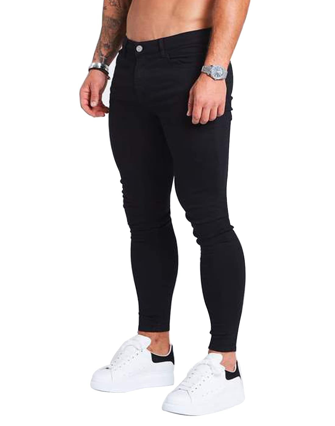 HUNGSON Men's Ripped Skinny Jeans Stretchy Slim Fit Jeans Pants for Men