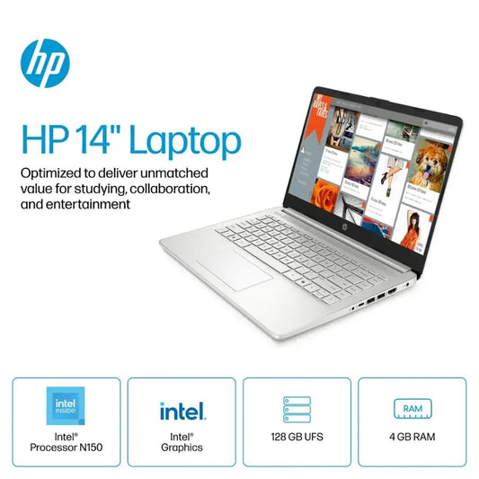 HP 2025 New Student Business Laptop, Intel N150 CPU(Beats N4120), 14 Inch LED Screen, 16GB RAM, 384GB Storage(128GB UFS+256GB MSD), Wi-Fi 6, Copilot AI, Office Pro Lifetime, Windows 11 Pro,w/Mouse
