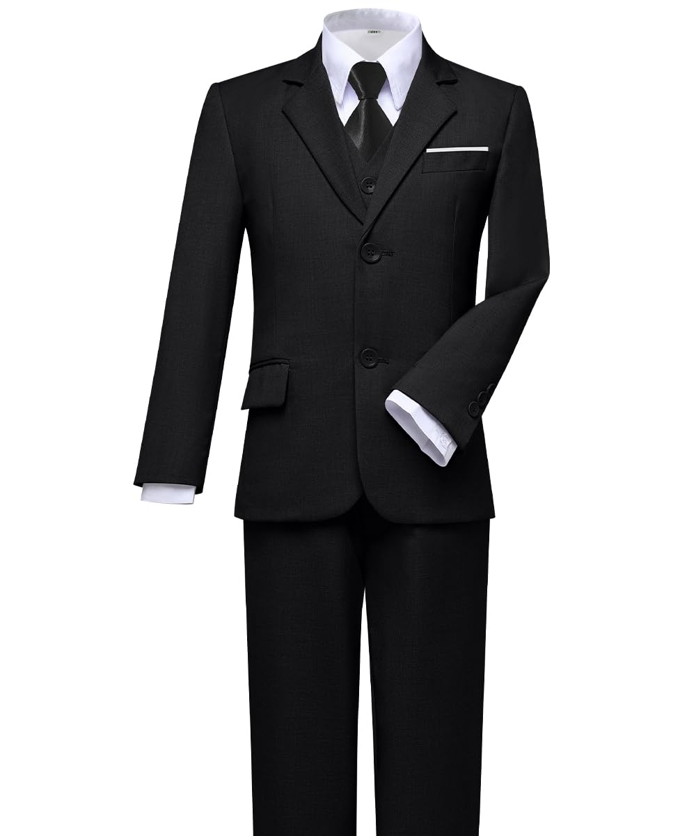 Visaccy Suit for Boys 5 Pieces Kids Tuxedo Boy Suits Slim Fit Suits Outfit for Wedding Navy Blue Size 20