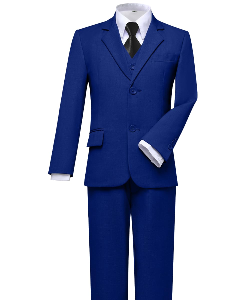 Visaccy Suit for Boys 5 Pieces Kids Tuxedo Boy Suits Slim Fit Suits Outfit for Wedding Navy Blue Size 20