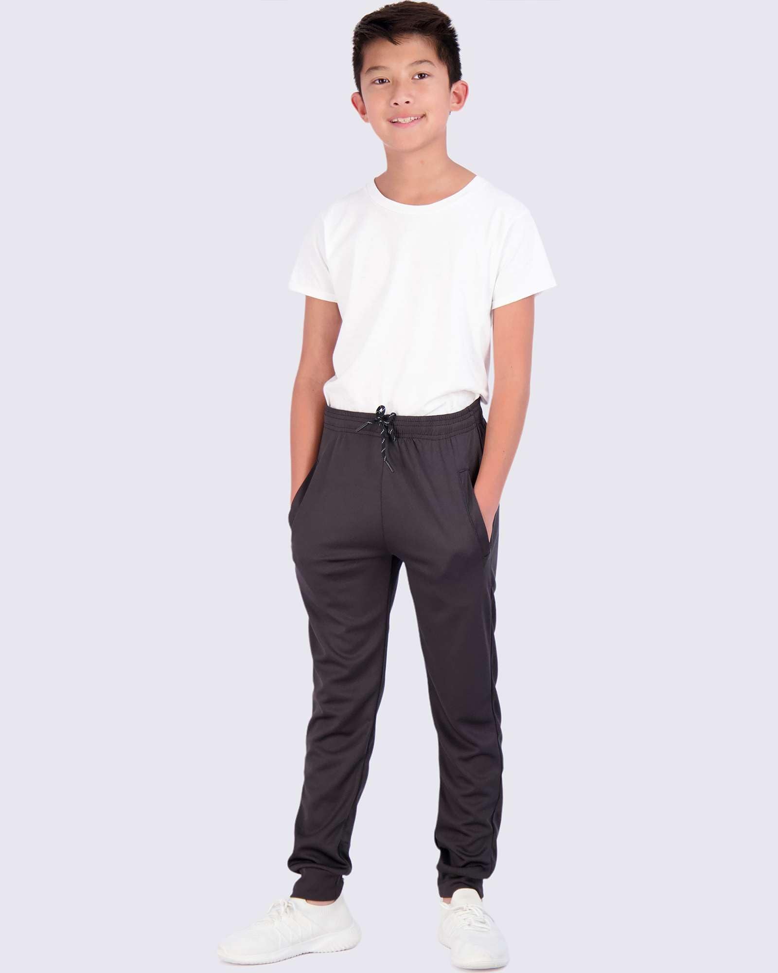 Real Essentials 3) Pack: Boy's Mesh Active Athletic Casual Jogger Sweatpants with Pockets .