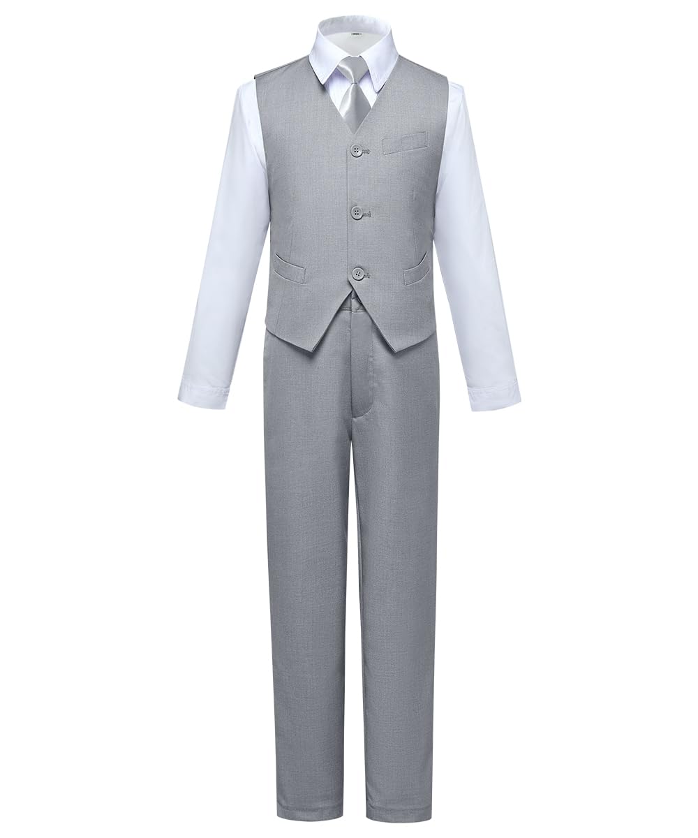 Visaccy Suit for Boys 5 Pieces Kids Tuxedo Boy Suits Slim Fit Suits Outfit for Wedding Navy Blue Size 20