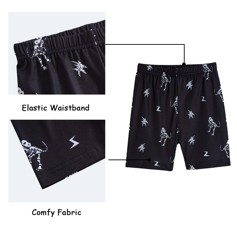 MyFav Big Boys Glow in Dark Skull Pjs Sleepwear Summer Pajama Shorts Sets, Skateboard, 14 Years