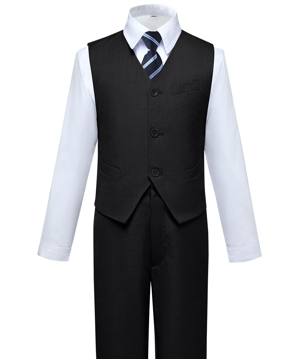 Visaccy Suit for Boys 5 Pieces Kids Tuxedo Boy Suits Slim Fit Suits Outfit for Wedding Navy Blue Size 20