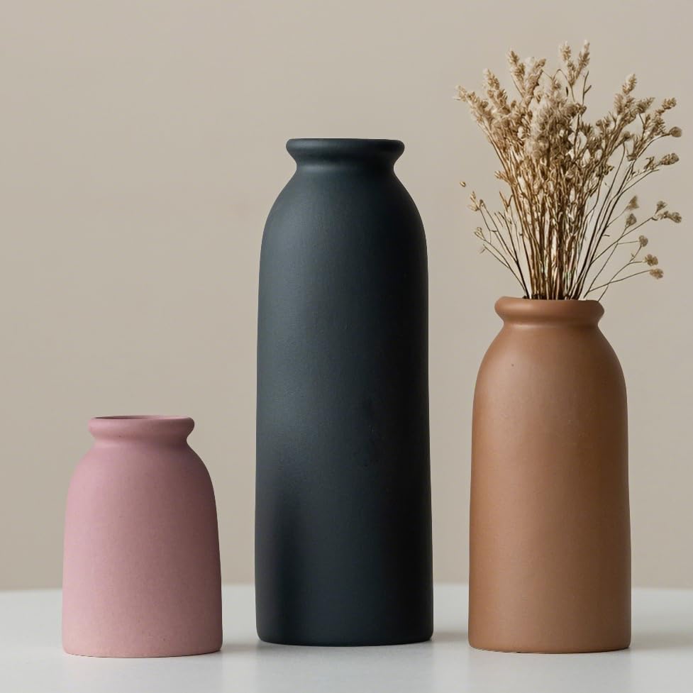 Ceramic Vase Set-3, Small Flower Vases for Decor