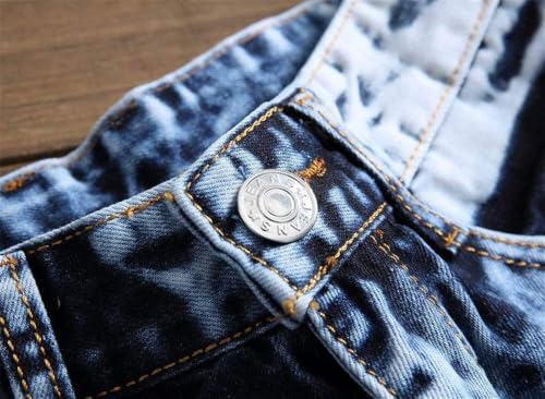 AITITIA Men's Biker Zipper Deco Washed Straight Fit Jeans (40, 002 Light Blue)