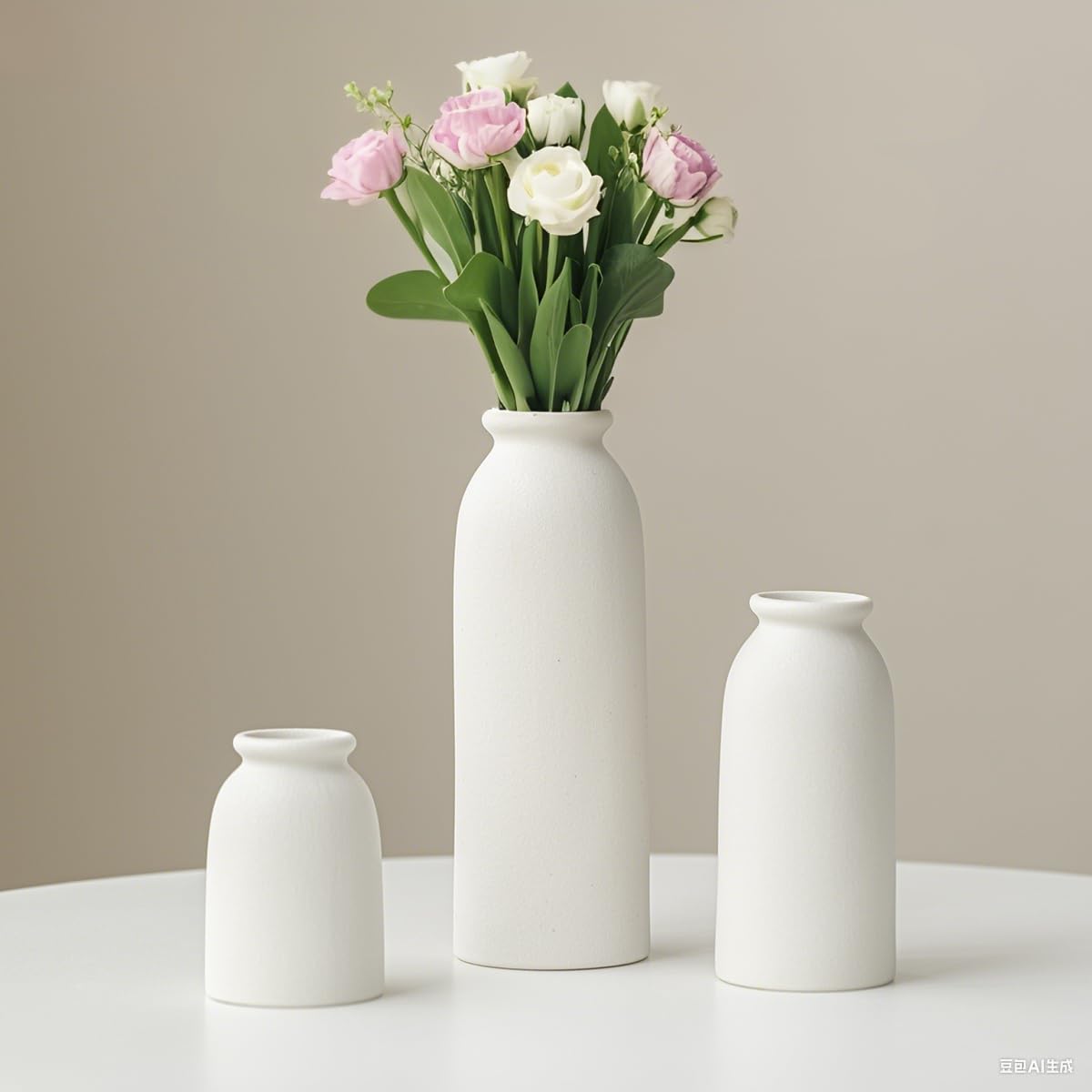 Ceramic Vase Set-3, Small Flower Vases for Decor