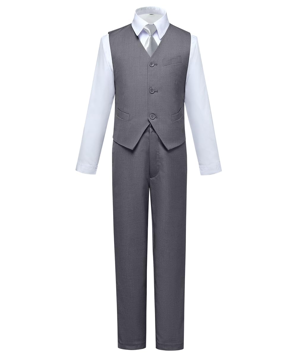 Visaccy Suit for Boys 5 Pieces Kids Tuxedo Boy Suits Slim Fit Suits Outfit for Wedding Navy Blue Size 20