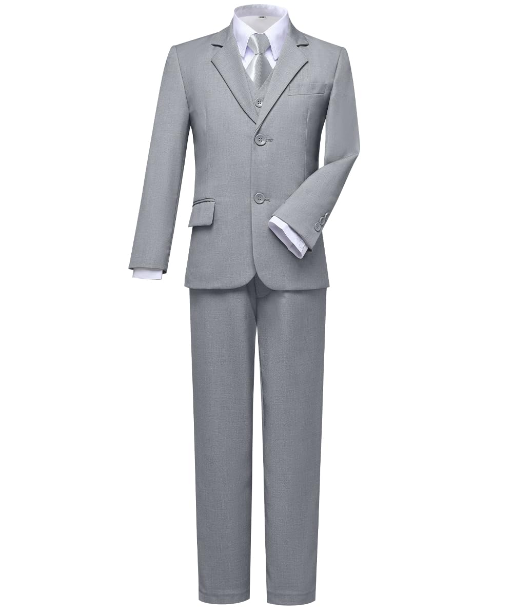 Visaccy Suit for Boys 5 Pieces Kids Tuxedo Boy Suits Slim Fit Suits Outfit for Wedding Navy Blue Size 20